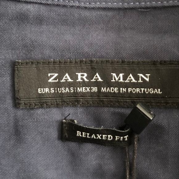 Zara Men Shirt Blue Relaxed Fit Button Down 100% Lyocell Long Sleeve Small - Picture 4 of 13